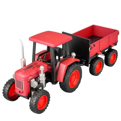 KTRS ENTERPRISE 1:24 Metal Farm Tractor Toy with Tipping Trailer Model Car Diecast Toy Cars for Boys BronzeFarm