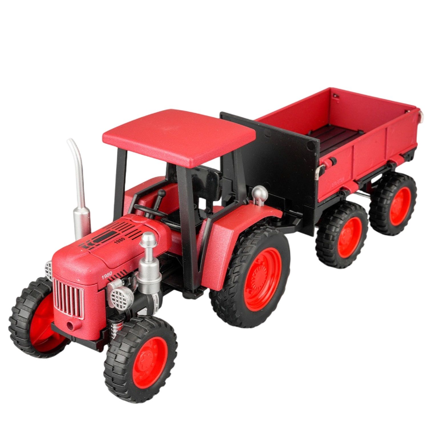 KTRS ENTERPRISE 1:24 Metal Farm Tractor Toy with Tipping Trailer Model Car Diecast Toy Cars for Boys BronzeFarm