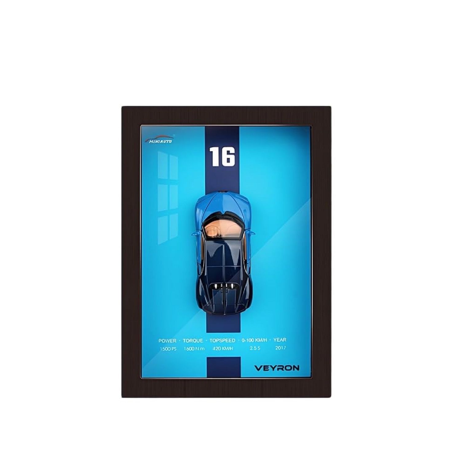 KTRS ENTERPRISE Toy 3D Wooden Photo Frame With 1/32 Diecast Metal Miniature Toy Car, 12 Inches Wall Decoration Suitable for Modern Style Living Room