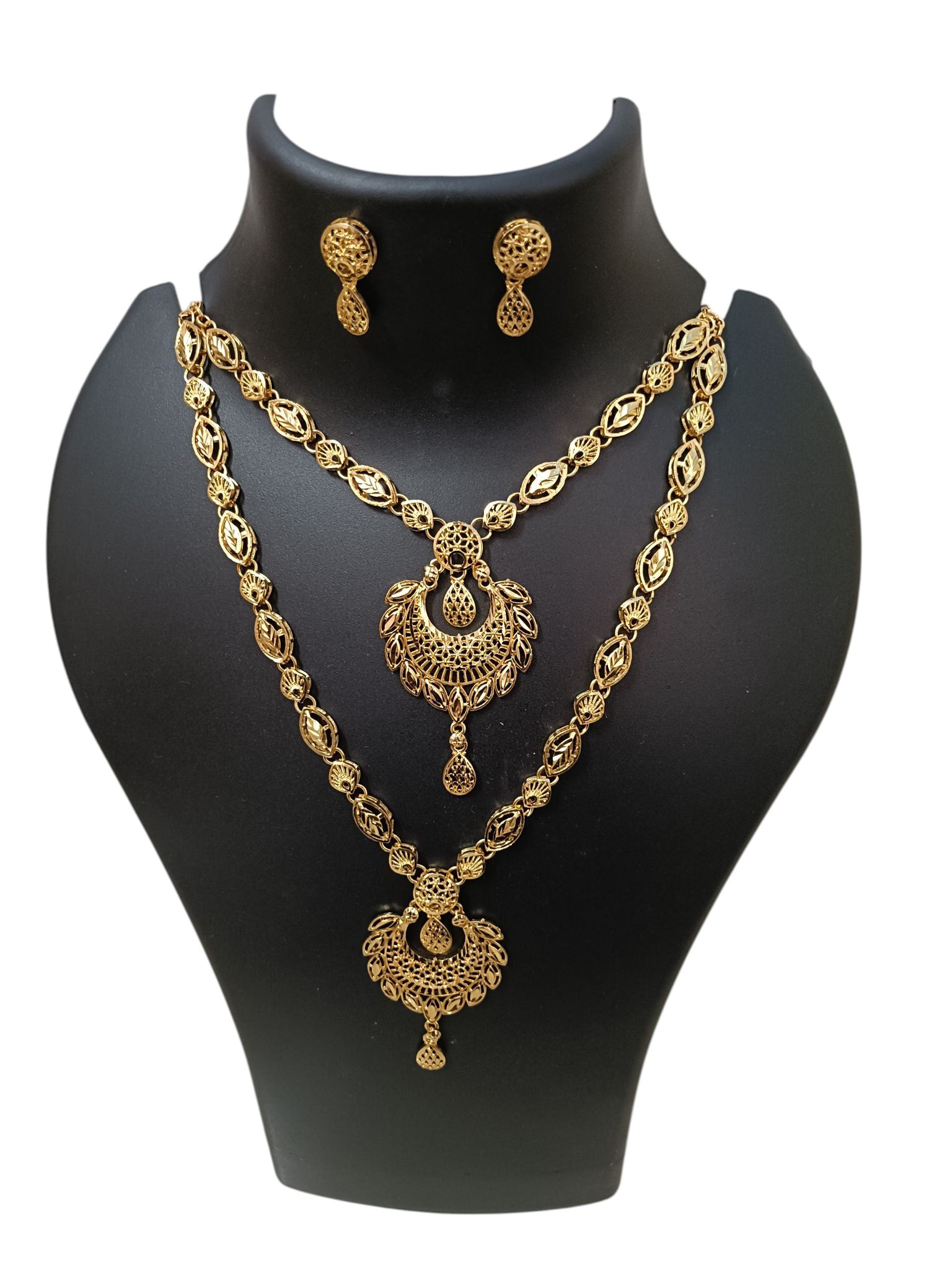 Crystal Teardrop Pendant Necklace and Earrings Set, Silver-Toned