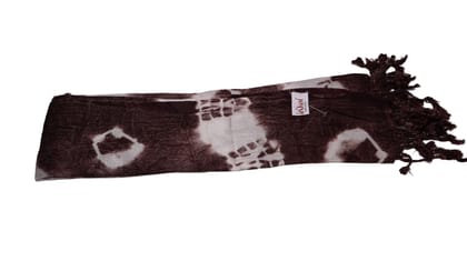 Brown & White Tie-Dye Scarf with Fringe
