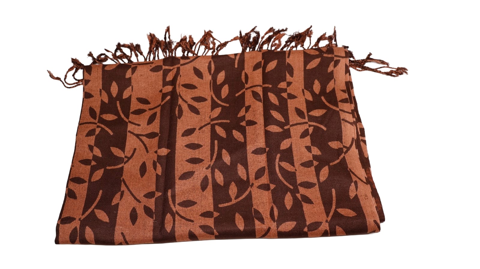 Leaf Pattern Scarf - Brown & Tan - Elegant & Stylish