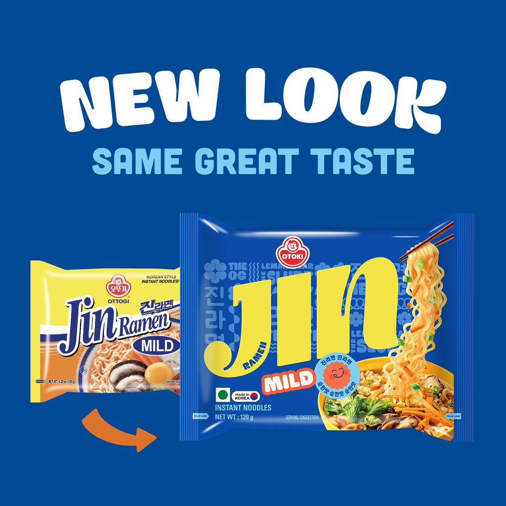 OTOKI Jin Ramen Korean Style Instant Noodles Mild Flavor 120g, Vegetarian, Pack of 1, The Product of Korea (Imported)