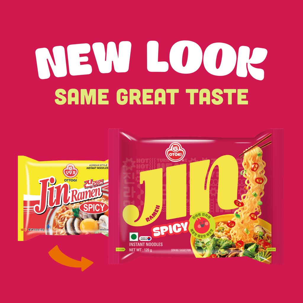 OTOKI Jin Ramen Korean-Style Instant Noodles Spicy Flavor 120g, Vegetarian, Pack of 1, The Product of Korea (Imported)