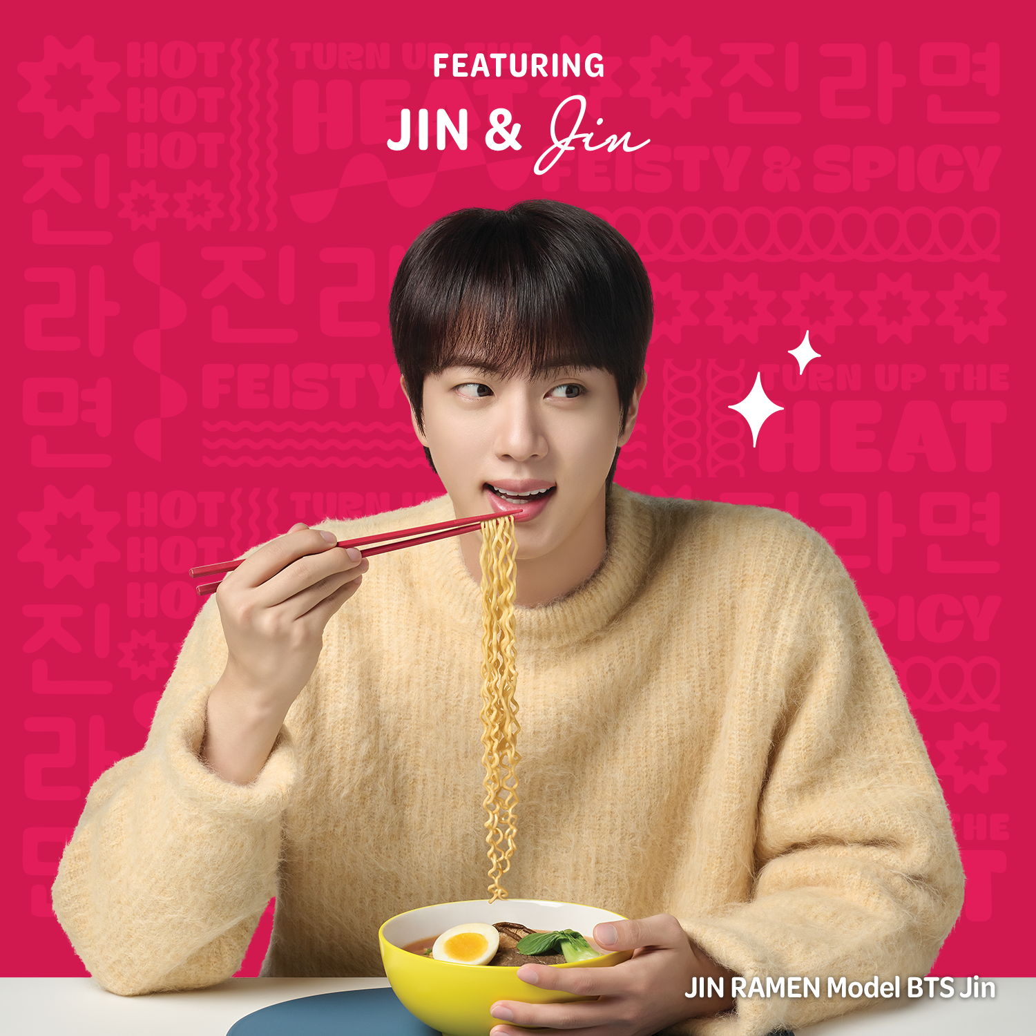 OTOKI Jin Ramen Spicy Flavor Korean Style Instant Noodles 65 Gram Cup, Vegetarian, The Product of Korea