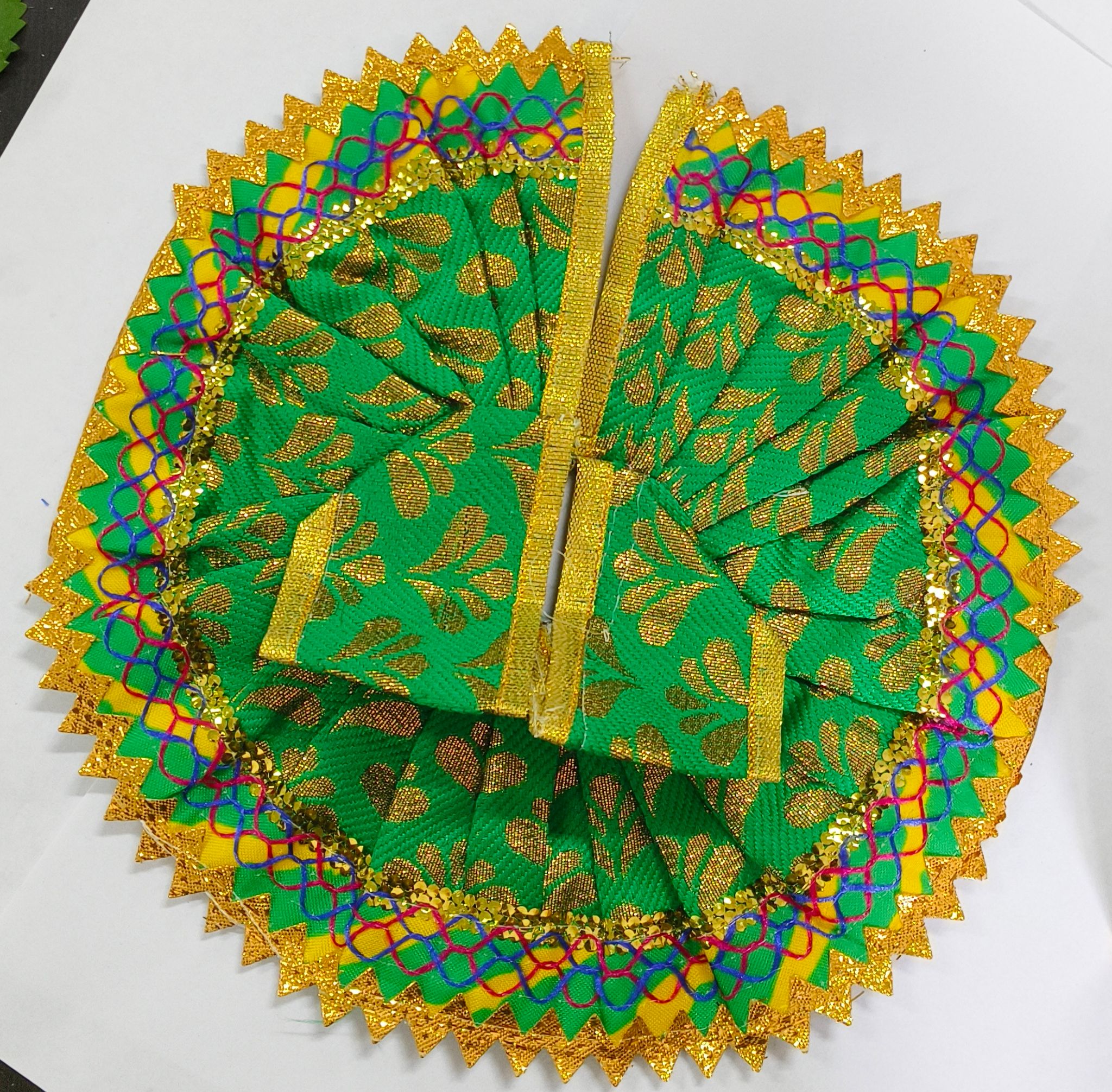 Green & Gold Laddu Gopal Dress - Exquisite Deity Attire