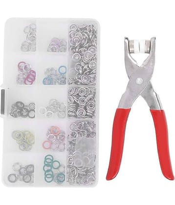 RAMDEV ENTERPRISE 100pc Silver Button Thickened Snap Fasteners Kit Metal Copper Five Claw Buckle Set with Hand Pressure Pliers Tool Set for Clothing Sewing and Crafting(Colour Button)