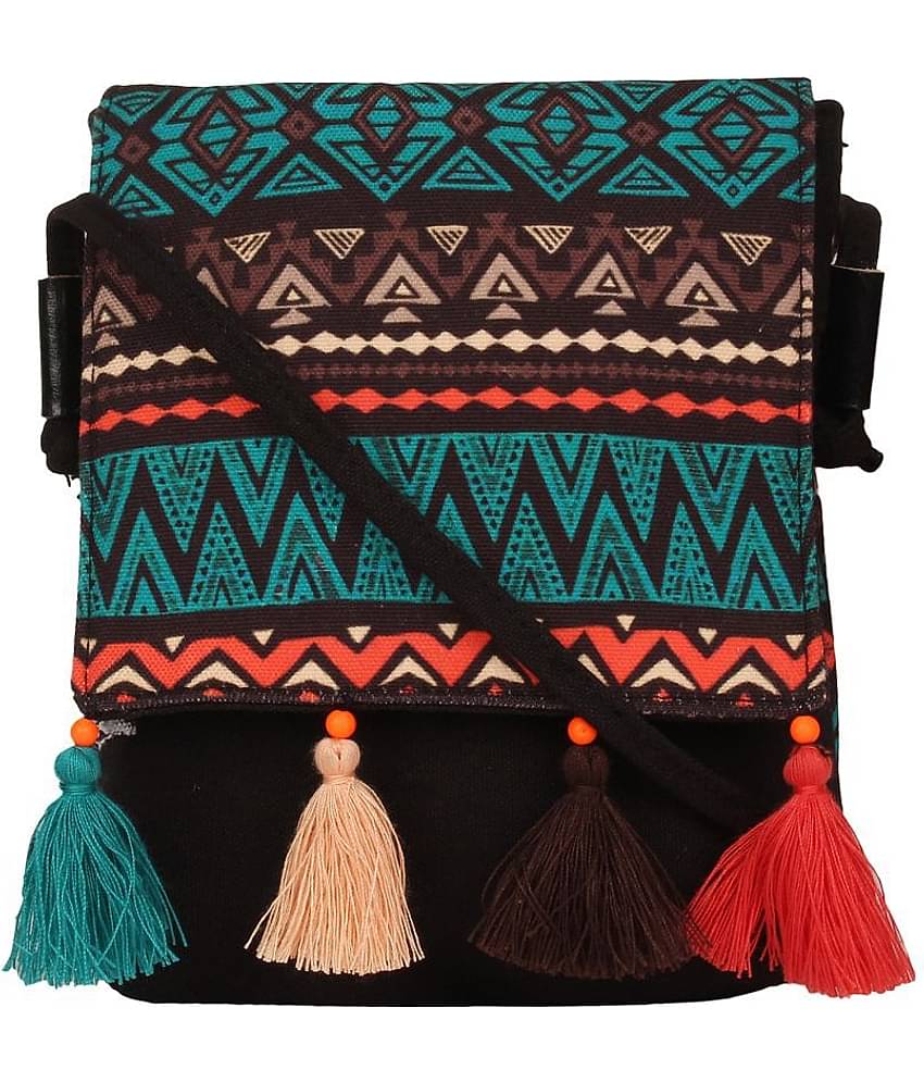Anekaant Black Cotton Sling Bag