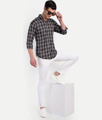 S-LINE 100% Cotton Slim Fit Checks Full Sleeves Men's Casual Shirt - Black ( Pack of 1 )