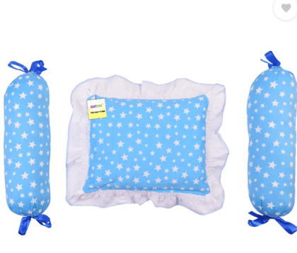 Soft Baby Bedding Set with Pillow & Bolsters – Cartoon Print (Blue Theme)