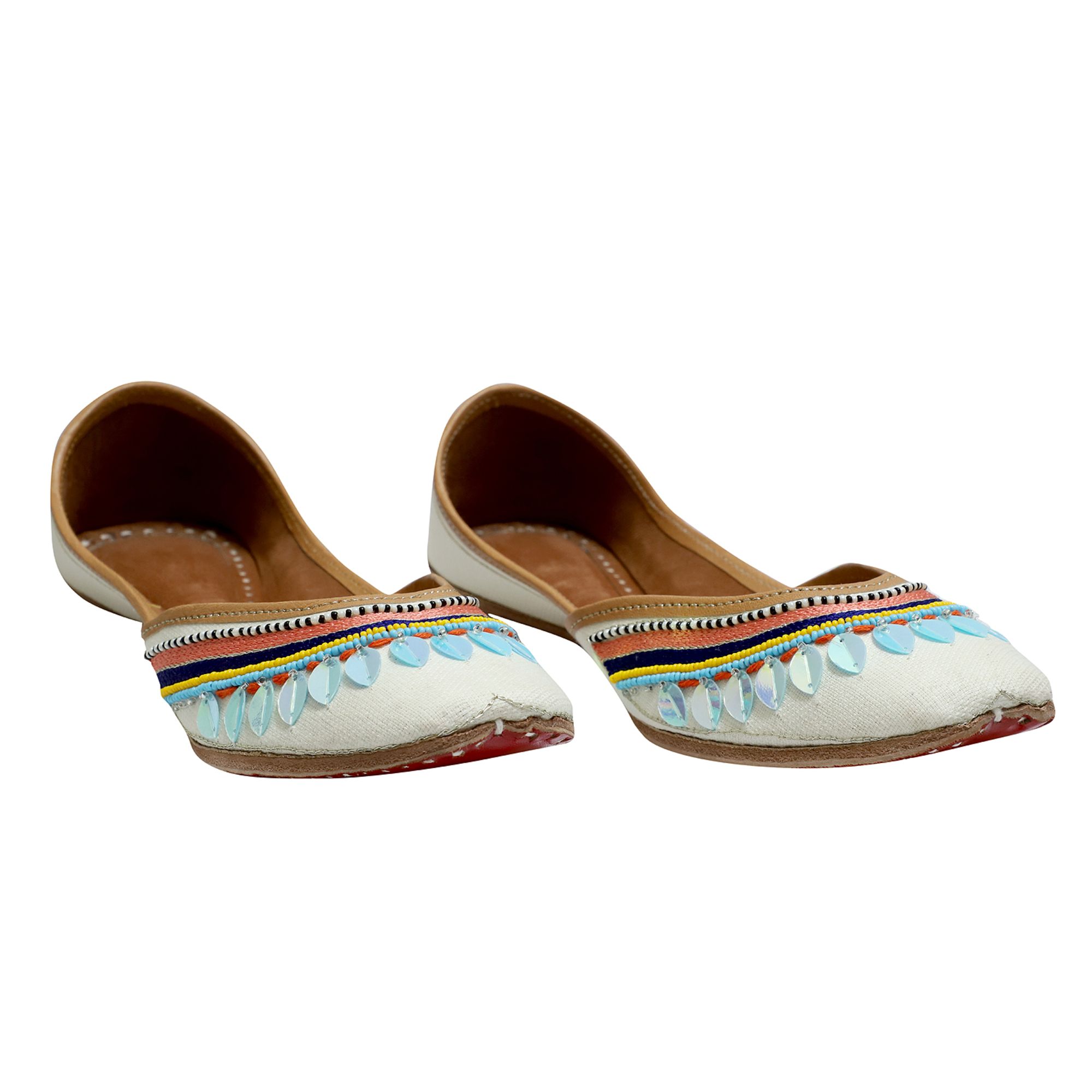 RSK ETHNIC WEAR, Lilac Color Embroidered Handmade Jutti for Women with Soft Leather and Double Cushion