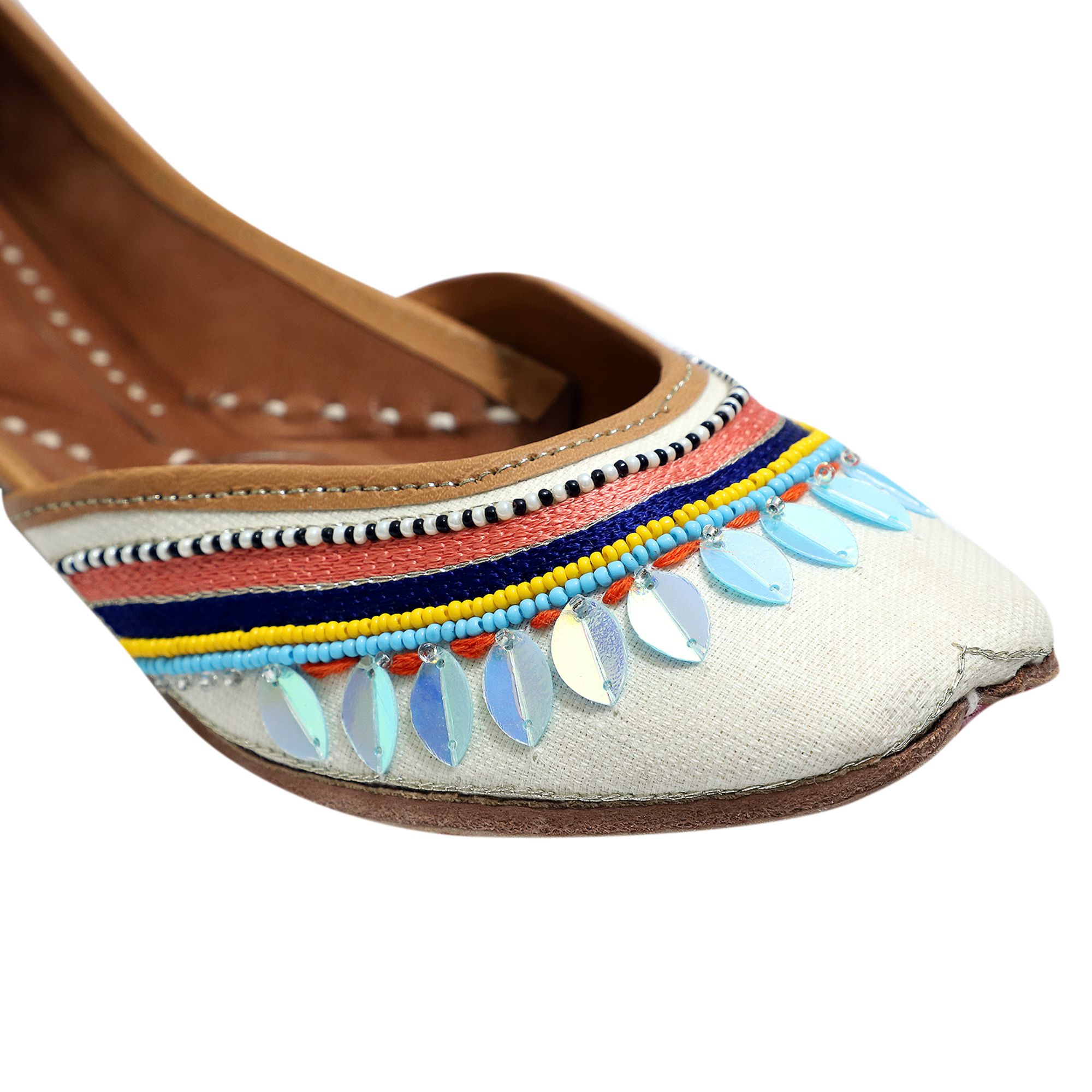 RSK ETHNIC WEAR, Lilac Color Embroidered Handmade Jutti for Women with Soft Leather and Double Cushion