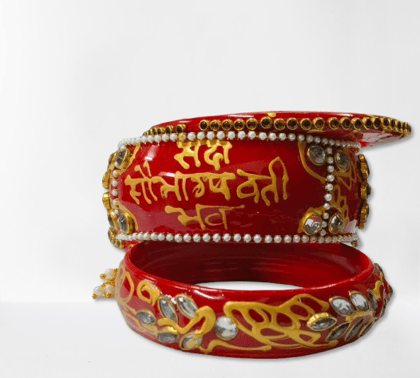 Red & Gold Embellished Bangles