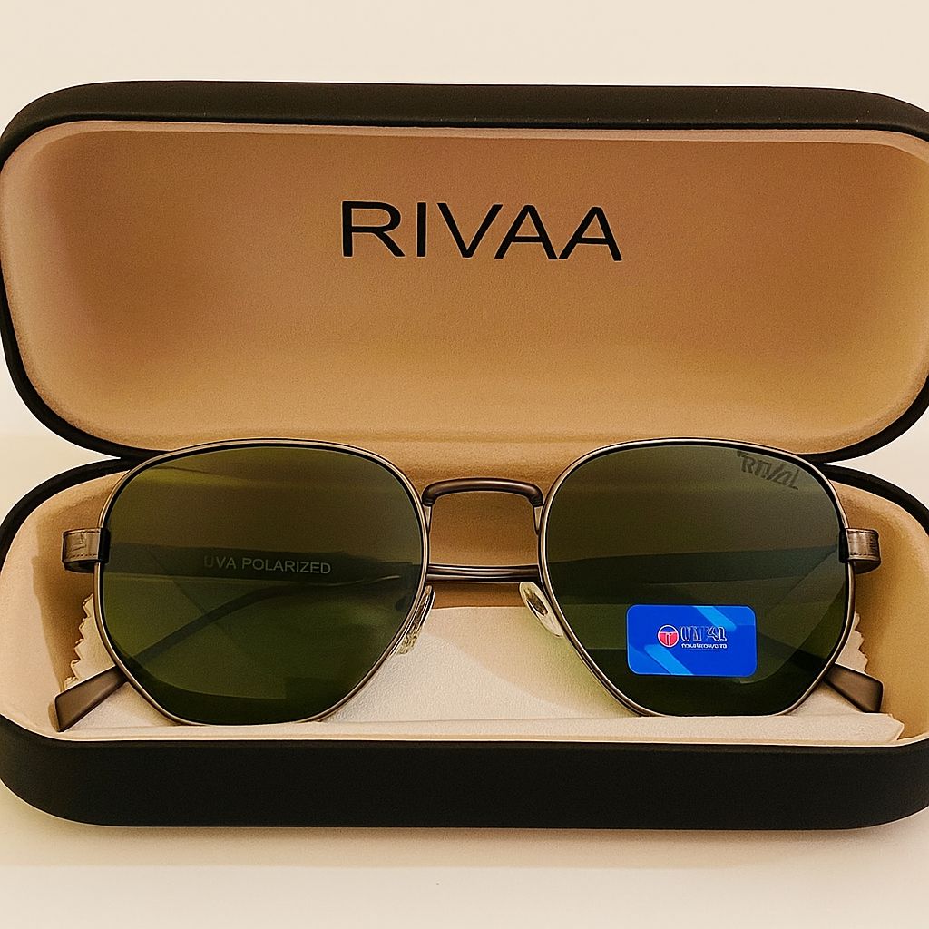 Stylish Brown Sunglasses with Green Tinted Lenses