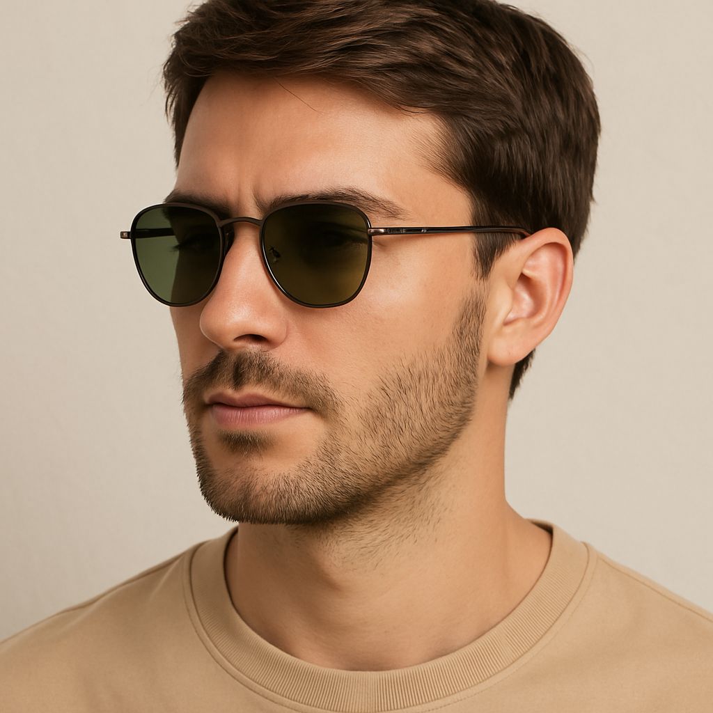 Stylish Brown Sunglasses with Green Tinted Lenses