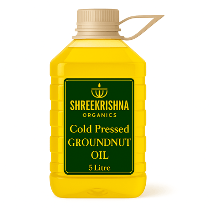 Shreekrishna Cold / Wood Pressed Organic Groundnut Oil 5 Litre (100% Groundnut Oil | Kacchi Ghani / Chekku)
