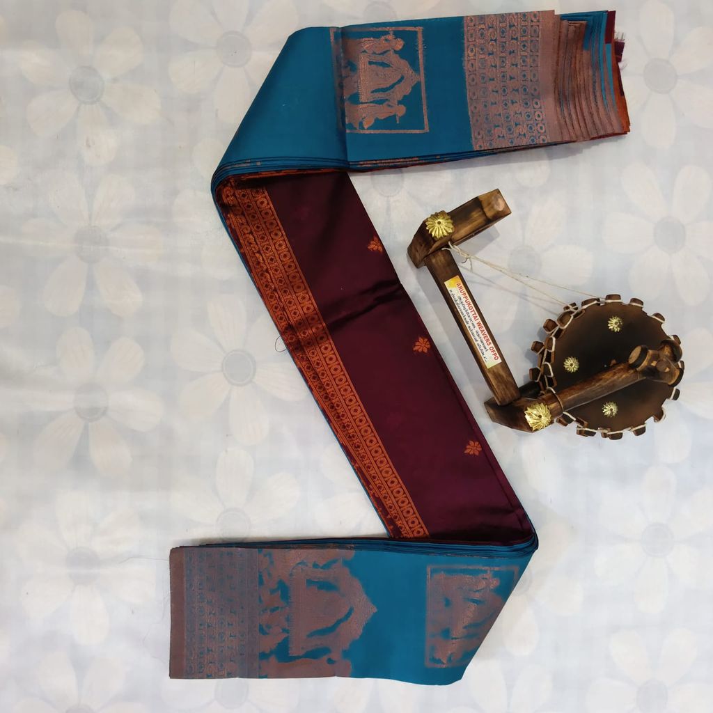 Kubera Silk Cottton Saree with Blouse -Blue