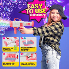 JoyMates Bubble Gun 32-Hole Large Electric Bubbles Gun for Toddlers Toys,Bubble Blast Kids Bubble Machine - Fun Bubble Gun Toy with Automatic Bubble BlowerOutdoor & Indoor Toys for Boys & Girls.