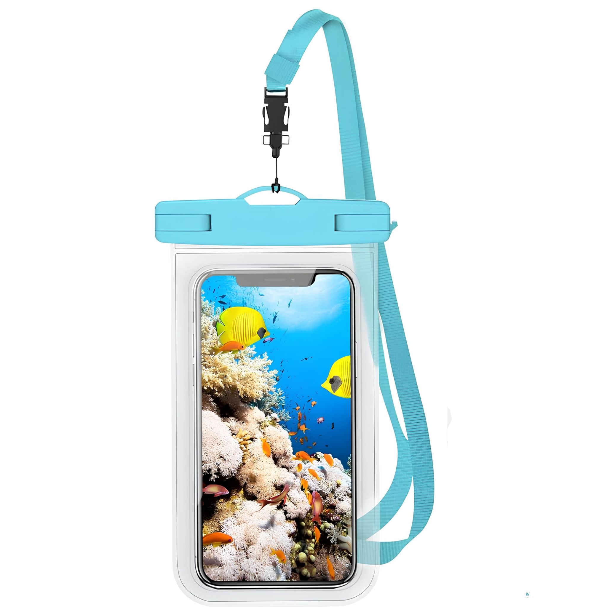 PulGos Waterproof Phone Pouch| IPX8 ??????????? Friendly Phone Cover with Lanyard- Secure Lock Mobile Cover for ?????? & ??????? | Enjoy Swimming, Beach & Travel Safely- Blue Pack-1 / Universal