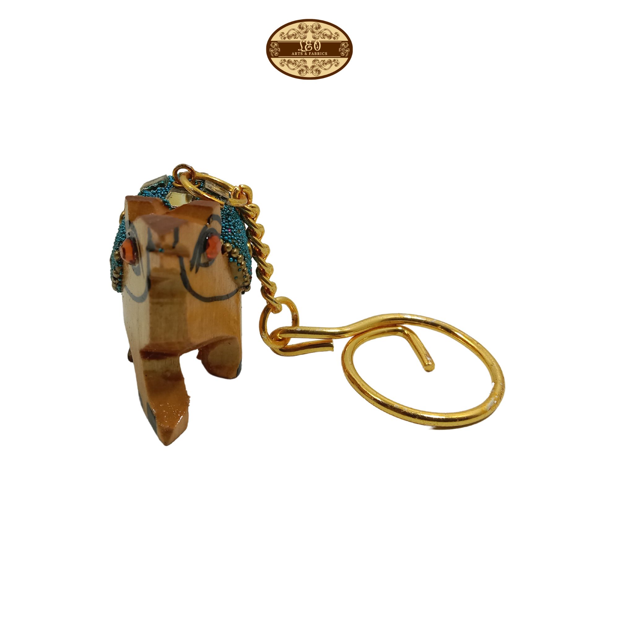 Handcrafted Wooden Camel Key Chain, Decorative, Bajni Design, Blue,  6.5 cm x 6 cm x 4.5 cm
