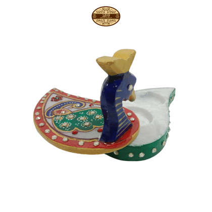 Handcrafted Marble Chopda Peacock - 11.5cm x 6.5 cm x 7cm