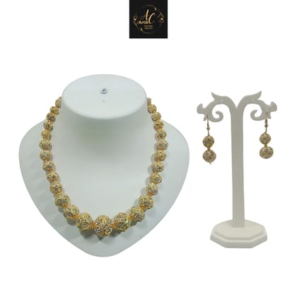 ARTIK HALLMARK Necklace Set with Ear Rings, White AD