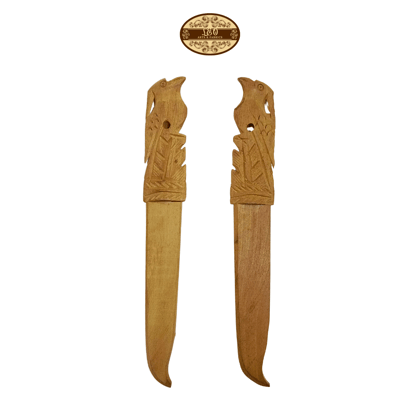 Handcrafted Wooden Paper Cutter, 7 inch, Bird Figurine with Hairdo at Top, Pack of 2