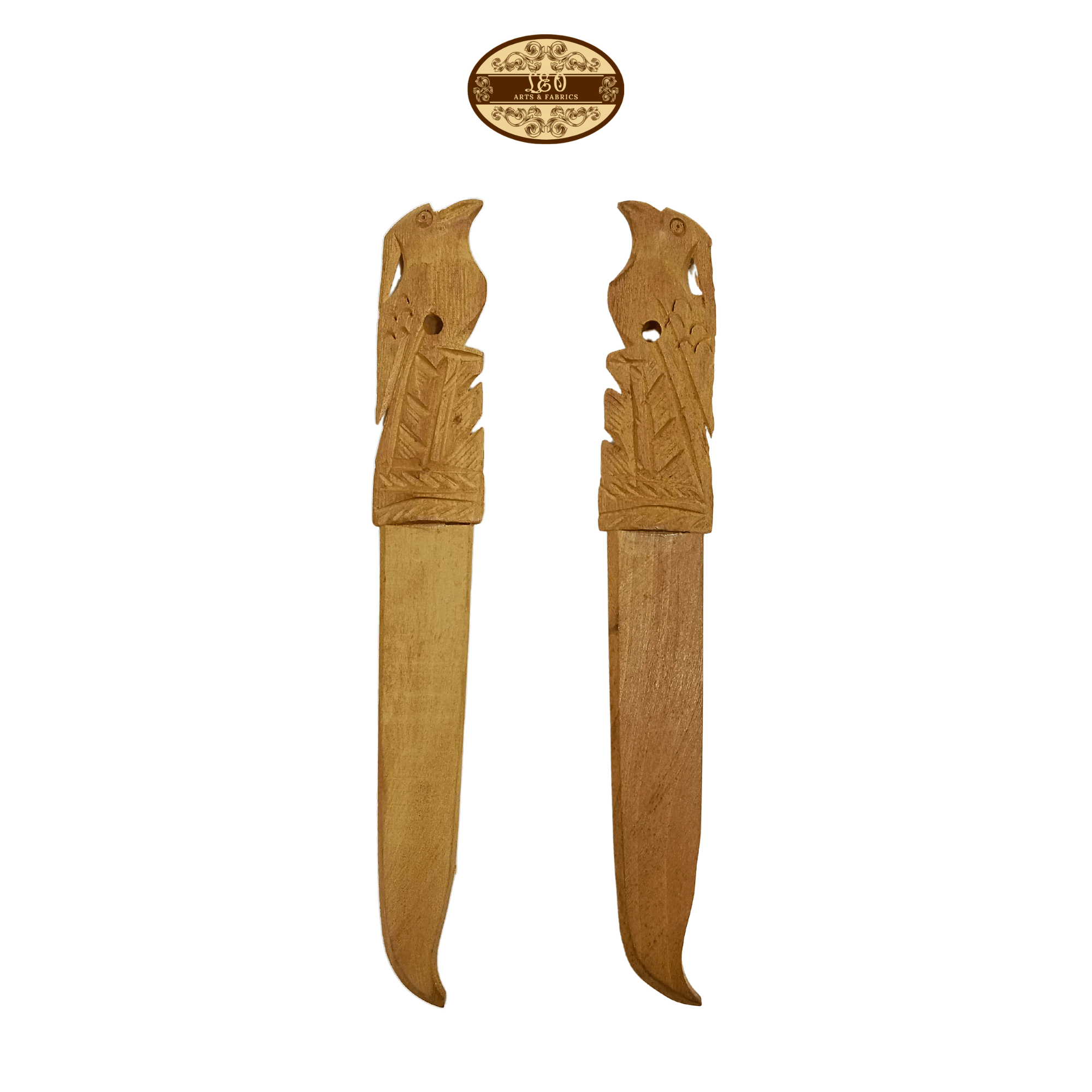Handcrafted Wooden Paper Cutter, 7 inch, Bird Figurine with Hairdo at Top, Pack of 2