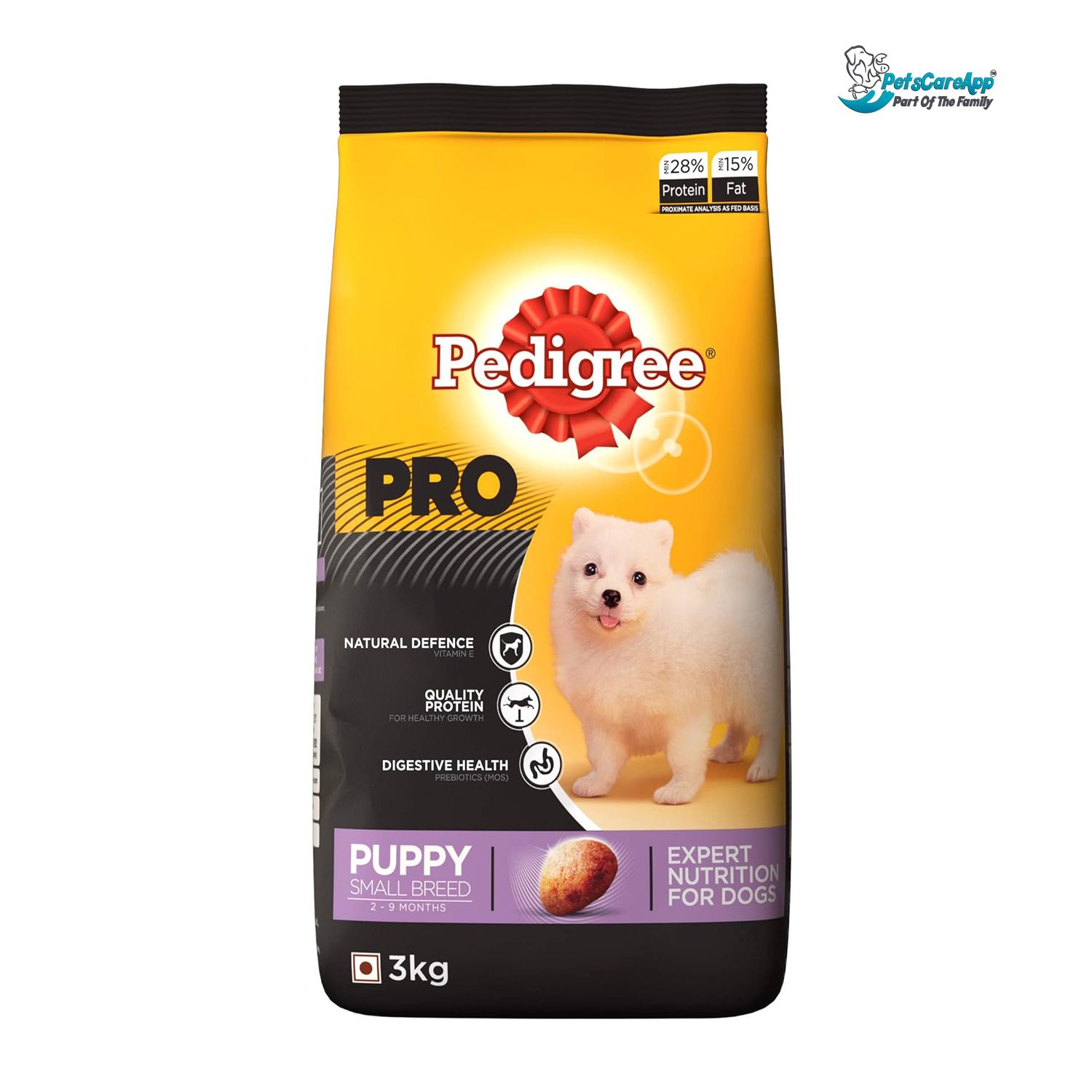 Pedigree PRO Expert Nutrition Small Breed Puppy (2-9 Months) Dry Dog Food, Chicken, 3kg Pack