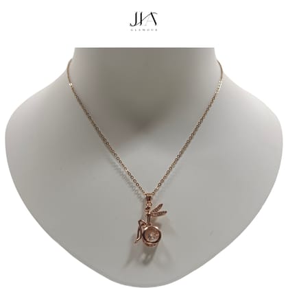 Jia Glamour Luxury Handcrafted Rose Gold Plated Necklace Jewellery Set with Fairy Pendant, AD