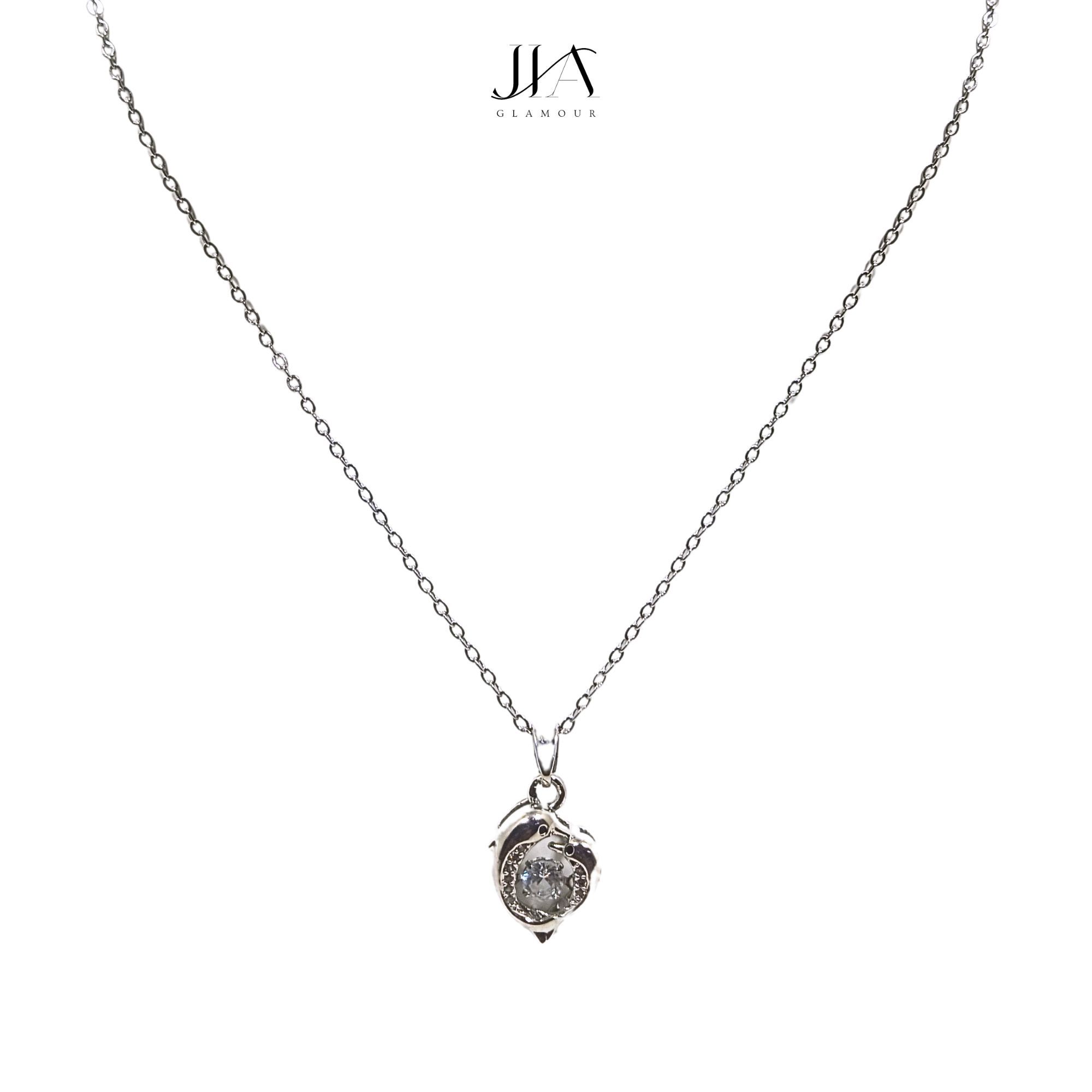 Jia Glamour Luxury Handcrafted Rose Gold Plated Necklace Jewellery Set with Dolphin Pendant, AD