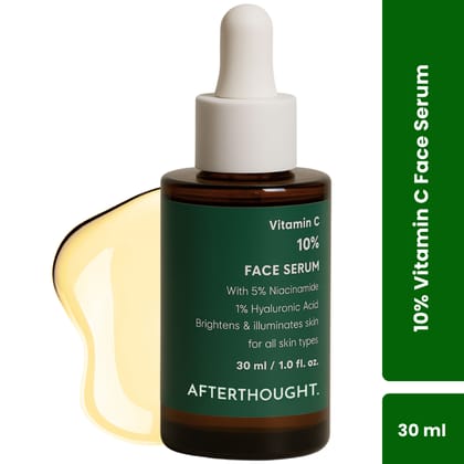 Afterthought Face Serum with 10% Vitamin C, 5% Niacinamide & 1% Hyaluronic Acid | Hydrates and Brightens Skin, Reduces Dark Spots | for All Skin Types | Paraben free | Men & Women | 30 ml