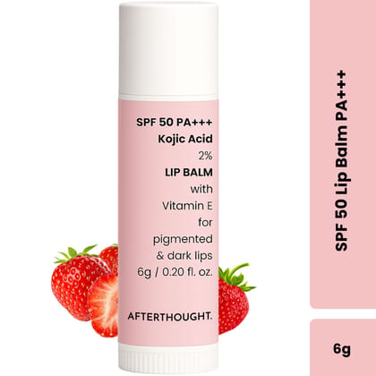 Afterthought Lip Balm with SPF 50 PA+++ | 2% Kojic Acid, Niacinamide & Vitamin E | Heals Dry & Chapped Lips | 100% Safe & Effective | For Men & Women | 6g
