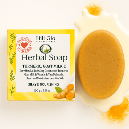 Hill Glo Herbal Soap – Turmeric, Goat Milk with Vitamin E (Pack of 4 x 100g)