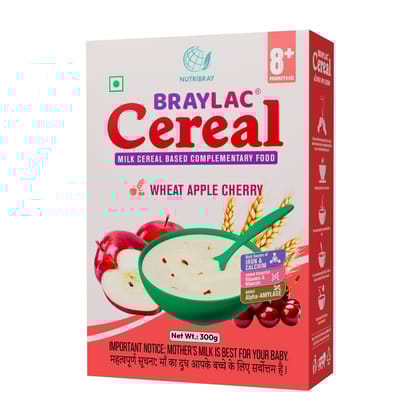 Braylac Cereal Wheat Apple Cherry - 300 gm for 8 to 24 months