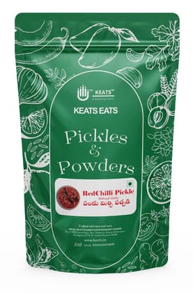 Keats Red Chilli Pickle - Without Garlic, Authentic Indian Taste