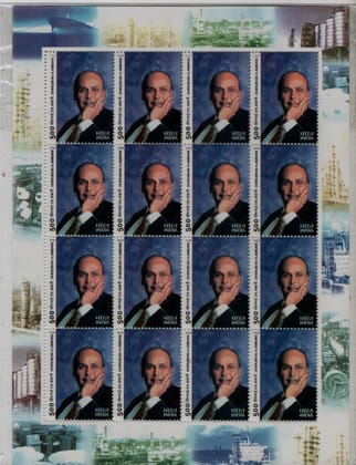 Shobhaphila's Indian Sheetlet Sheet -Dhirubhai  Ambani Stamp ( 5th Dec 2002)