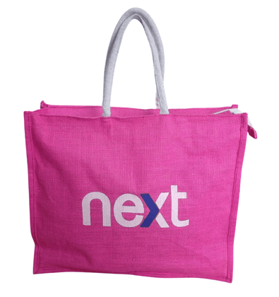 NEXT Natural Jute Tote Bag with White Handles