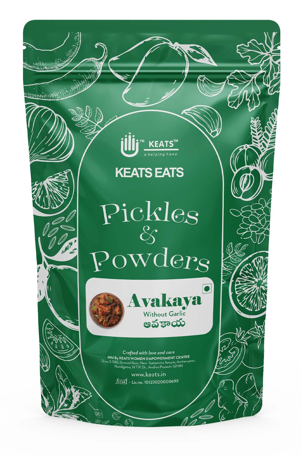 KEATS Avakaya Pickle (Without Garlic) - Authentic South Indian Flavor