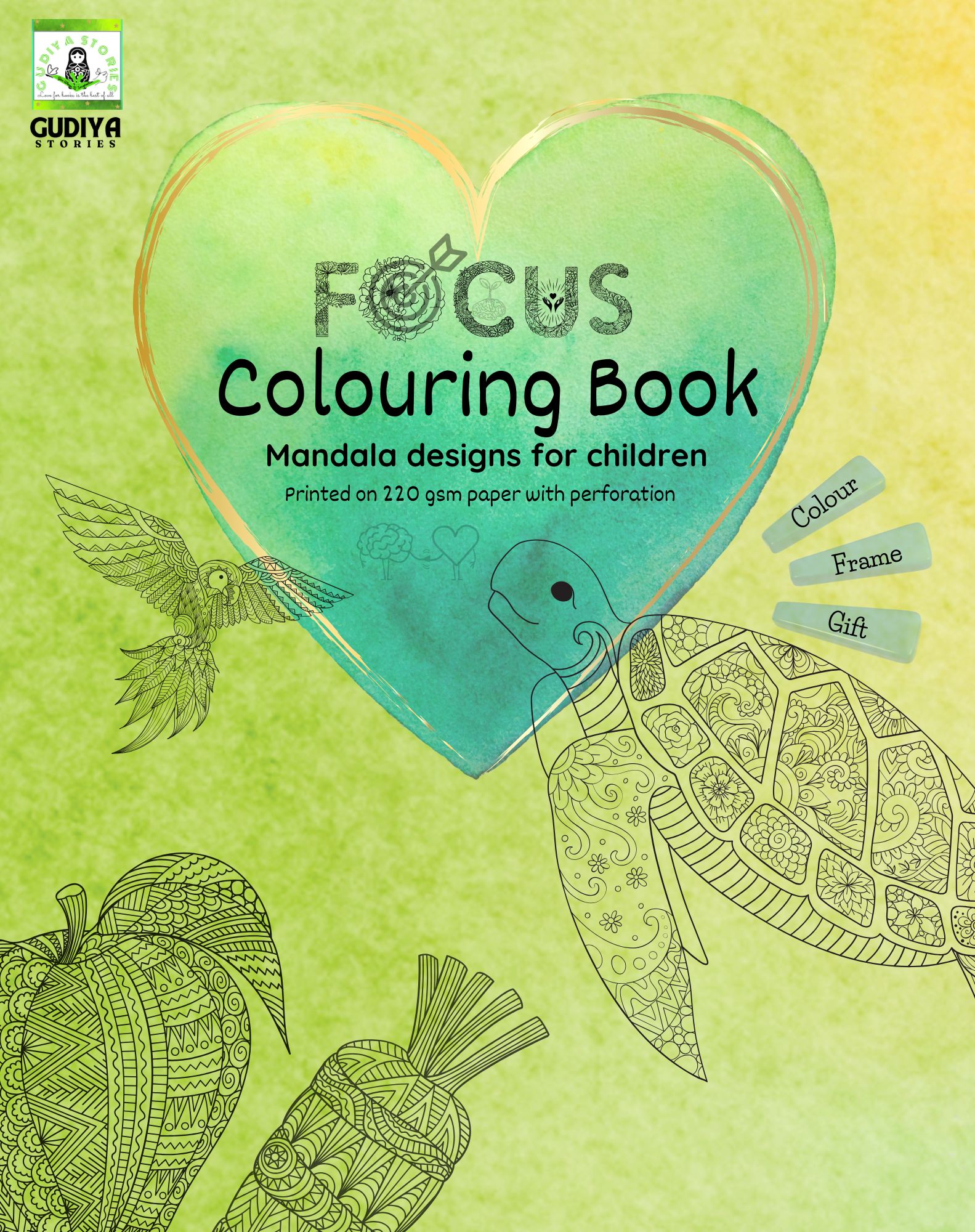 Fruits And Vegitables Colouring Mandala Book For Kids By S.V.Bharathi, Fun Learning And Colouring Book For Kids, Educational Copy Colouring Book For Toddlers, Creative Colouring Books