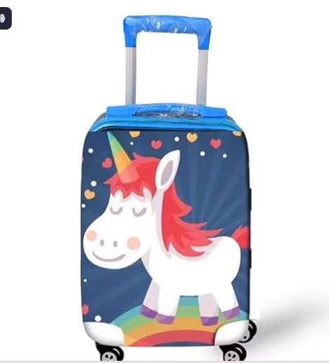 16 Inches Polycarbonate Unicorn Suitcase Trolley Luggage Bag With Spinner Wheels For Girl'S And Boy'S,32 Cm, Blue, Medium