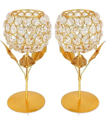 Urban hemlet Gold Table Top Iron Tea Light Holder - Pack of 2