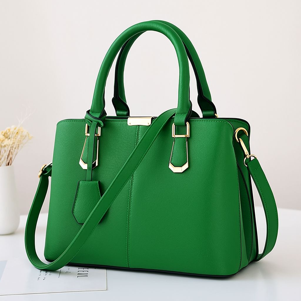 Emerald Green Vegan Leather Satchel Handbag - Handbags | Buy online on ZillyBuy