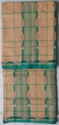 Handloom Cotton Check Saree with Green Border