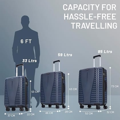 Polypropylene Airpro Cabin 55 Cm(Small) 8 Spinner Wheels Trolley Bags For Travel Hard Case Luggage, Lightweight Bag With Combination Lock & Robust Trolley With 7 Years Warranty (Blue)