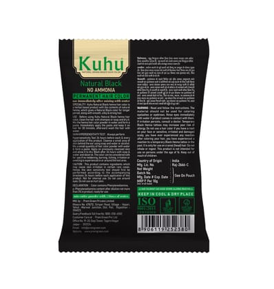 KUHU Herbal No Ammonia Hair Color Natural Black 