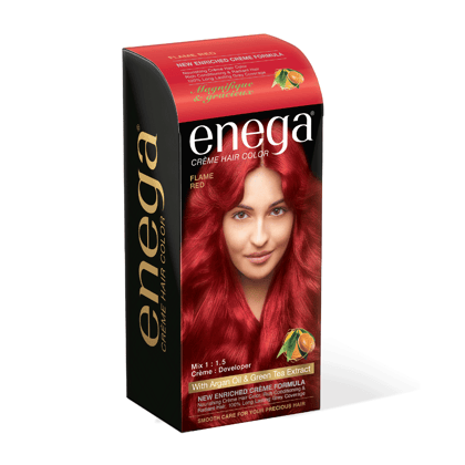 Enega Flame Red Hair Color Cream 150ml | No Ammonia | With Argan Oil and Green Tea Extract | Nourishing and Long Lasting