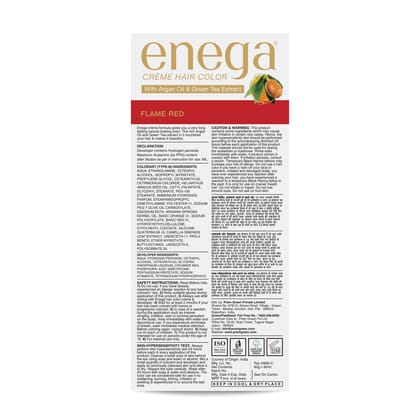 Enega Flame Red Hair Color Cream 150ml | No Ammonia | With Argan Oil and Green Tea Extract | Nourishing and Long Lasting
