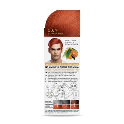 Enega Copper Red Hair Color Cream120ml | No Ammonia | With Argan Oil & Green Tea Extract | Nourishing & Long-Lasting