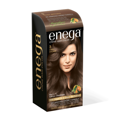 Enega Dark Brown Hair Color Cream 120ml | No Ammonia | With Argan Oil & Green Tea Extract | Nourishing & Long-Lasting Enega Dark Brown Hair Color Cream 120ml | No Ammonia | With Argan Oil & Green Tea Extract | Nourishing & Long-Lasting